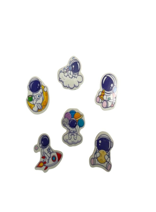 KHUSHA CREATIONS Set of 6 Astronaut Erasers for Kids | Fun Study Table Stationery for School | Soft Rubber Pencil Eraser Set for Boys & Girls | Ideal for Return Gifts & Classroom Use - Image 1